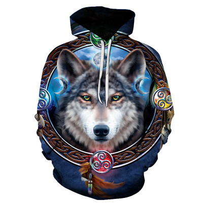 Νέα Wolf Hoodie Funny Animal 3D Print Ανδρικά Γυναικεία Casual Hoodies Hip Hop Oversized πουλόβερ με κουκούλα Φούτερ Παιδικά Μπλουζάκια Ρούχα