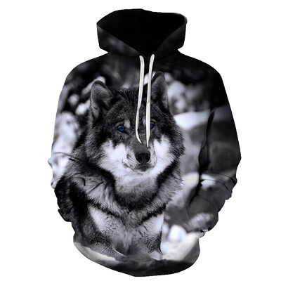 Νέα Wolf Hoodie Funny Animal 3D Print Ανδρικά Γυναικεία Casual Hoodies Hip Hop Oversized πουλόβερ με κουκούλα Φούτερ Παιδικά Μπλουζάκια Ρούχα
