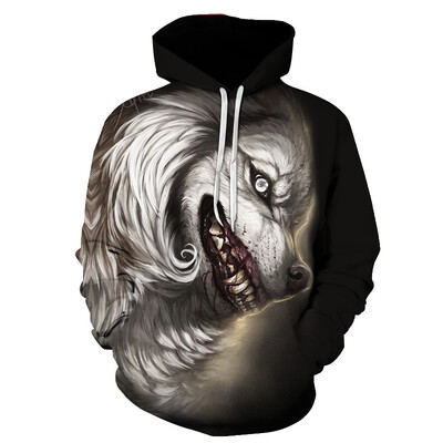 Νέα Wolf Hoodie Funny Animal 3D Print Ανδρικά Γυναικεία Casual Hoodies Hip Hop Oversized πουλόβερ με κουκούλα Φούτερ Παιδικά Μπλουζάκια Ρούχα