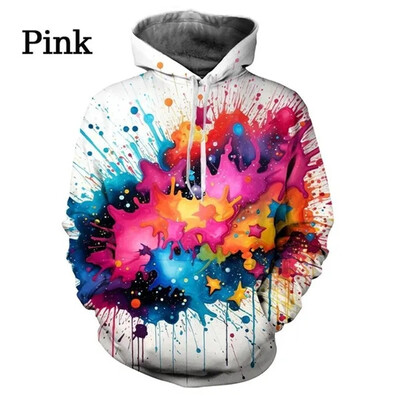 Colorful Fashion Splash Ink Drop Έγχρωμες κουκούλες τρισδιάστατης εκτύπωσης Μοντέρνες κουκούλες σε στυλ Starry Sky Harajuku Κορυφαία γραφικά κουκούλα για ζευγάρια
