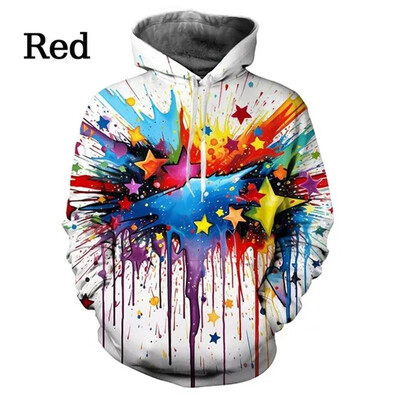Colorful Fashion Splash Ink Drop Έγχρωμες κουκούλες τρισδιάστατης εκτύπωσης Μοντέρνες κουκούλες σε στυλ Starry Sky Harajuku Κορυφαία γραφικά κουκούλα για ζευγάρια