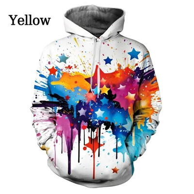 Colorful Fashion Splash Ink Drop Έγχρωμες κουκούλες τρισδιάστατης εκτύπωσης Μοντέρνες κουκούλες σε στυλ Starry Sky Harajuku Κορυφαία γραφικά κουκούλα για ζευγάρια