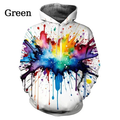 Colorful Fashion Splash Ink Drop Έγχρωμες κουκούλες τρισδιάστατης εκτύπωσης Μοντέρνες κουκούλες σε στυλ Starry Sky Harajuku Κορυφαία γραφικά κουκούλα για ζευγάρια
