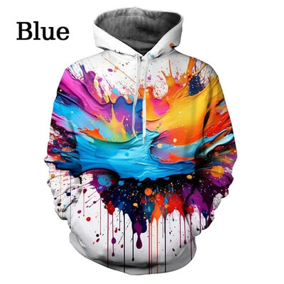 Colorful Fashion Splash Ink Drop Έγχρωμες κουκούλες τρισδιάστατης εκτύπωσης Μοντέρνες κουκούλες σε στυλ Starry Sky Harajuku Κορυφαία γραφικά κουκούλα για ζευγάρια