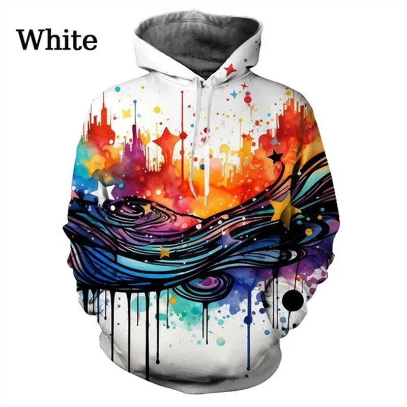 Colorful Fashion Splash Ink Drop Έγχρωμες κουκούλες τρισδιάστατης εκτύπωσης Μοντέρνες κουκούλες σε στυλ Starry Sky Harajuku Κορυφαία γραφικά κουκούλα για ζευγάρια