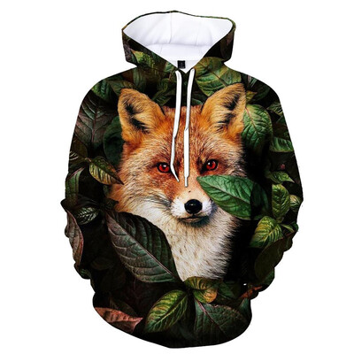 Ανδρικά 3d printed Fox Animal Hoodie Μόδα Άνοιξη Φθινοπωρινά μακρυμάνικα πουλόβερ Casual παιδικά φούτερ Street Cool Hoodies