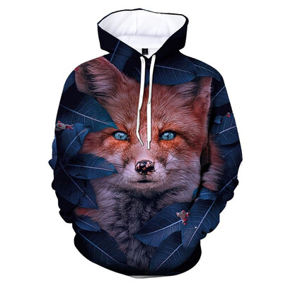 Ανδρικά 3d printed Fox Animal Hoodie Μόδα Άνοιξη Φθινοπωρινά μακρυμάνικα πουλόβερ Casual παιδικά φούτερ Street Cool Hoodies