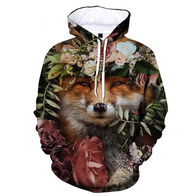 Ανδρικά 3d printed Fox Animal Hoodie Μόδα Άνοιξη Φθινοπωρινά μακρυμάνικα πουλόβερ Casual παιδικά φούτερ Street Cool Hoodies