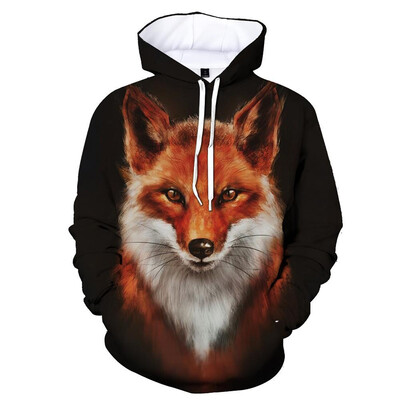 Ανδρικά 3d printed Fox Animal Hoodie Μόδα Άνοιξη Φθινοπωρινά μακρυμάνικα πουλόβερ Casual παιδικά φούτερ Street Cool Hoodies