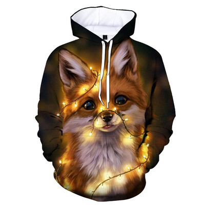 Ανδρικά 3d printed Fox Animal Hoodie Μόδα Άνοιξη Φθινοπωρινά μακρυμάνικα πουλόβερ Casual παιδικά φούτερ Street Cool Hoodies