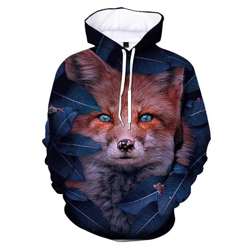 Ανδρικά 3d printed Fox Animal Hoodie Μόδα Άνοιξη Φθινοπωρινά μακρυμάνικα πουλόβερ Casual παιδικά φούτερ Street Cool Hoodies