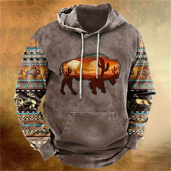 Винтидж пуловер Tiki Hoodies за мъже Есенни ретро мъжки суичъри с качулка Моден извънгабаритен суичър с дълъг ръкав Ежедневно мъжко облекло Топове