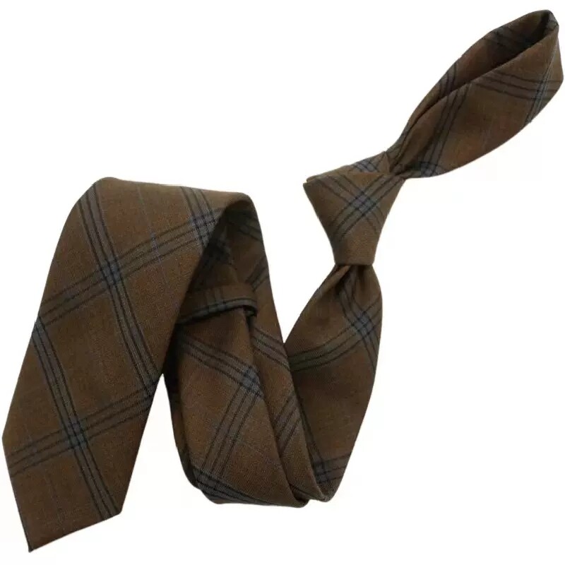 2 buc/set cravate din lână pentru bărbați broșe din bronz Set cravată în carouri maro, elegantă, moale, gri, pentru banchet, accesorii pentru costume smoking