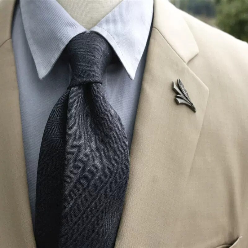 2 buc/set cravate din lână pentru bărbați broșe din bronz Set cravată în carouri maro, elegantă, moale, gri, pentru banchet, accesorii pentru costume smoking