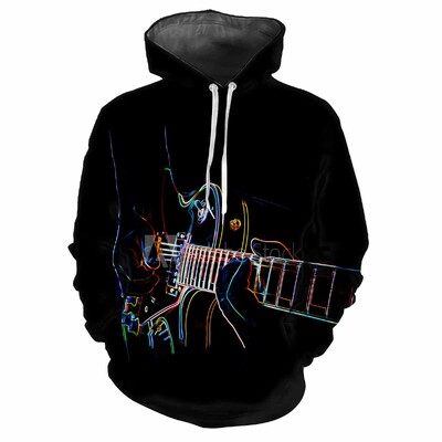 Rock Cool Κιθάρα 3D Print Καθημερινή Μόδα Ανδρικά Γυναικεία Αναψυχή Απαλό Άνετο Hip Hop Music Buffs Personalized Street Hoodie