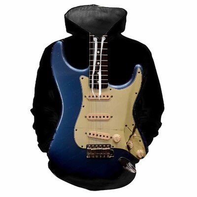 Rock Cool Κιθάρα 3D Print Καθημερινή Μόδα Ανδρικά Γυναικεία Αναψυχή Απαλό Άνετο Hip Hop Music Buffs Personalized Street Hoodie