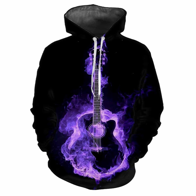Rock Cool Κιθάρα 3D Print Καθημερινή Μόδα Ανδρικά Γυναικεία Αναψυχή Απαλό Άνετο Hip Hop Music Buffs Personalized Street Hoodie