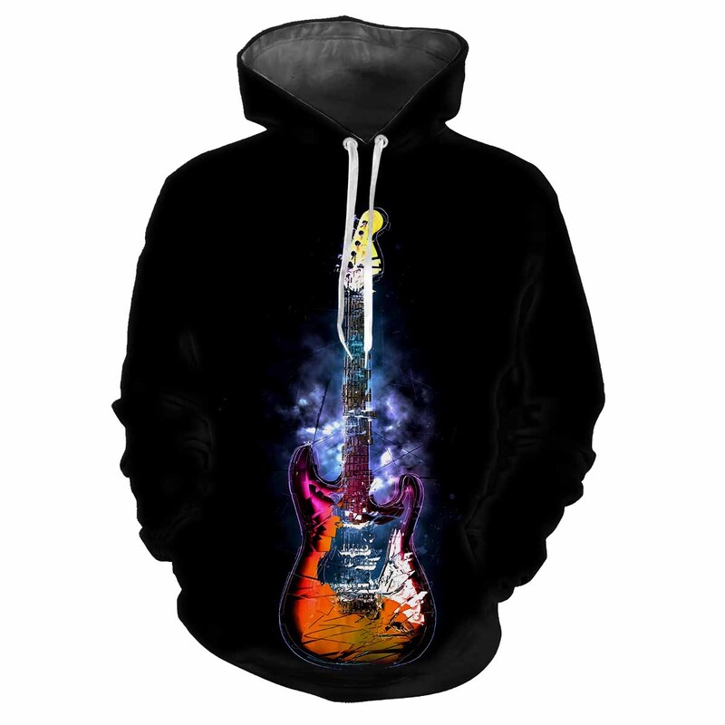Rock Cool Κιθάρα 3D Print Καθημερινή Μόδα Ανδρικά Γυναικεία Αναψυχή Απαλό Άνετο Hip Hop Music Buffs Personalized Street Hoodie