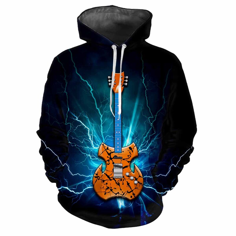 Rock Cool Κιθάρα 3D Print Καθημερινή Μόδα Ανδρικά Γυναικεία Αναψυχή Απαλό Άνετο Hip Hop Music Buffs Personalized Street Hoodie