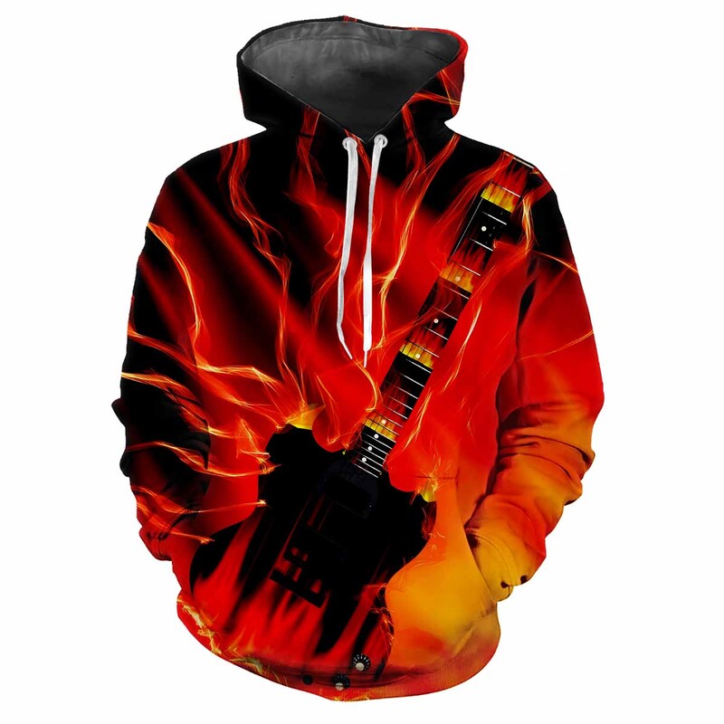 Rock Cool Κιθάρα 3D Print Καθημερινή Μόδα Ανδρικά Γυναικεία Αναψυχή Απαλό Άνετο Hip Hop Music Buffs Personalized Street Hoodie
