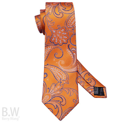 Barry.Wang Jacquard Paisley Floral Silk Ανδρική Γραβάτα Hanky Μανικετόκουμπα Σετ Χρυσό Κόκκινο Πράσινο Μπλε Πορτοκαλί Γραβάτα για ανδρικές επιχειρήσεις γάμου