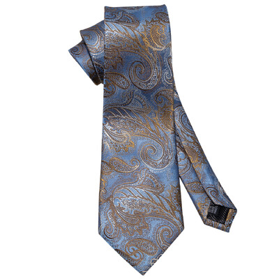 Barry.Wang Jacquard Paisley ziedu zīda vīriešu kaklasaite Hanky aproču pogu komplekts Zelta Sarkana Zaļa Zila Oranža Kaklasaite Vīriešu Kāzu Biznesam