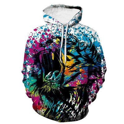 Új színes vidám kapucnis 3d Fluoreszcens pulóver Férfi/női Őszi és tavaszi kabát ruházat Vicces dzseki Fekete kapucnis ruházat