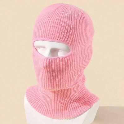Candy Color Cute Full Face Cover Lyžiarska maska Čiapka Medvedie uši Kukla Pletené Čiapky Vonkajšia cyklistika Ochrana sluchu Čiapka Čiapka Beanies Čiapka Pánska