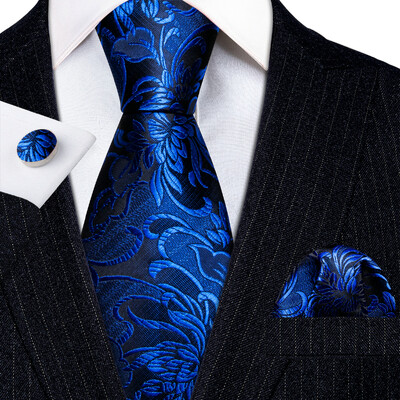 Stiilne roheline lilleline siidist Meeste lips Hanky mansetinööpide komplekt Jacquard lillega kaelaside meeste pulmadeks äripeoüritusteks Barry.Wang