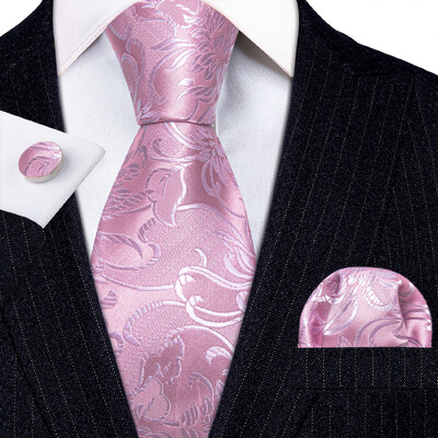 Stiilne roheline lilleline siidist Meeste lips Hanky mansetinööpide komplekt Jacquard lillega kaelaside meeste pulmadeks äripeoüritusteks Barry.Wang