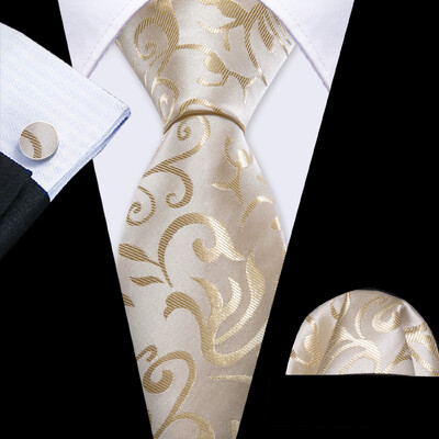 Stiilne roheline lilleline siidist Meeste lips Hanky mansetinööpide komplekt Jacquard lillega kaelaside meeste pulmadeks äripeoüritusteks Barry.Wang