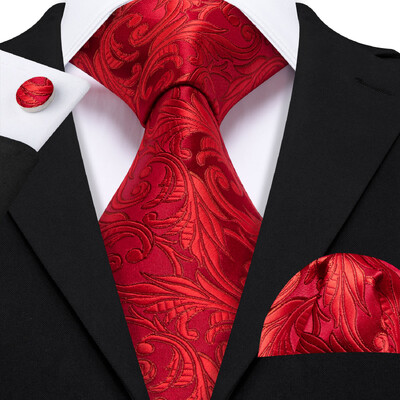 Stiilne roheline lilleline siidist Meeste lips Hanky mansetinööpide komplekt Jacquard lillega kaelaside meeste pulmadeks äripeoüritusteks Barry.Wang