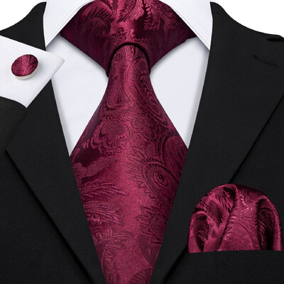 Stiilne roheline lilleline siidist Meeste lips Hanky mansetinööpide komplekt Jacquard lillega kaelaside meeste pulmadeks äripeoüritusteks Barry.Wang