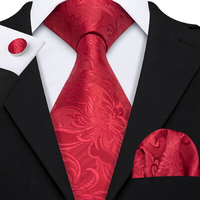 Stiilne roheline lilleline siidist Meeste lips Hanky mansetinööpide komplekt Jacquard lillega kaelaside meeste pulmadeks äripeoüritusteks Barry.Wang