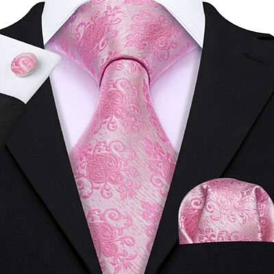 Stiilne roheline lilleline siidist Meeste lips Hanky mansetinööpide komplekt Jacquard lillega kaelaside meeste pulmadeks äripeoüritusteks Barry.Wang