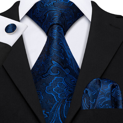 Stiilne roheline lilleline siidist Meeste lips Hanky mansetinööpide komplekt Jacquard lillega kaelaside meeste pulmadeks äripeoüritusteks Barry.Wang