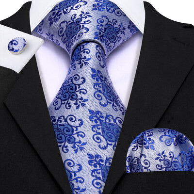 Stiilne roheline lilleline siidist Meeste lips Hanky mansetinööpide komplekt Jacquard lillega kaelaside meeste pulmadeks äripeoüritusteks Barry.Wang