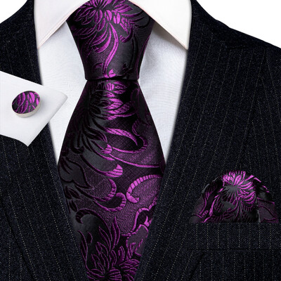Stiilne roheline lilleline siidist Meeste lips Hanky mansetinööpide komplekt Jacquard lillega kaelaside meeste pulmadeks äripeoüritusteks Barry.Wang