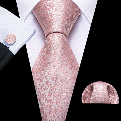 Stiilne roheline lilleline siidist Meeste lips Hanky mansetinööpide komplekt Jacquard lillega kaelaside meeste pulmadeks äripeoüritusteks Barry.Wang