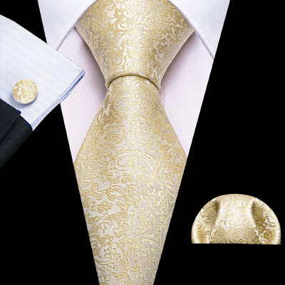 Stiilne roheline lilleline siidist Meeste lips Hanky mansetinööpide komplekt Jacquard lillega kaelaside meeste pulmadeks äripeoüritusteks Barry.Wang