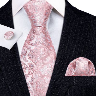 Stiilne roheline lilleline siidist Meeste lips Hanky mansetinööpide komplekt Jacquard lillega kaelaside meeste pulmadeks äripeoüritusteks Barry.Wang