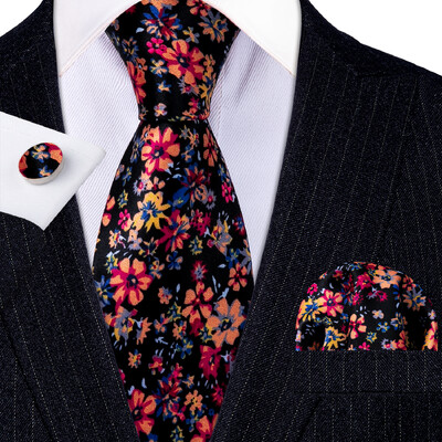 Stiilne roheline lilleline siidist Meeste lips Hanky mansetinööpide komplekt Jacquard lillega kaelaside meeste pulmadeks äripeoüritusteks Barry.Wang
