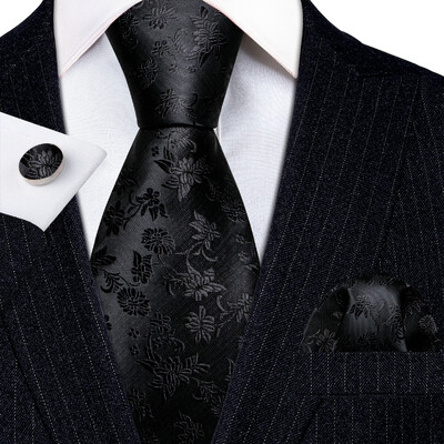 Stiilne roheline lilleline siidist Meeste lips Hanky mansetinööpide komplekt Jacquard lillega kaelaside meeste pulmadeks äripeoüritusteks Barry.Wang