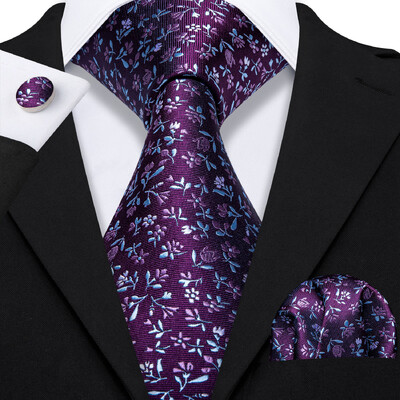 Stiilne roheline lilleline siidist Meeste lips Hanky mansetinööpide komplekt Jacquard lillega kaelaside meeste pulmadeks äripeoüritusteks Barry.Wang