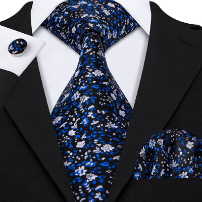 Stiilne roheline lilleline siidist Meeste lips Hanky mansetinööpide komplekt Jacquard lillega kaelaside meeste pulmadeks äripeoüritusteks Barry.Wang