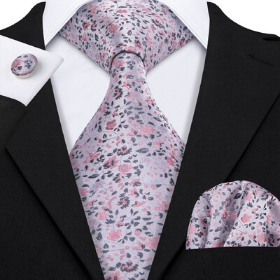 Stiilne roheline lilleline siidist Meeste lips Hanky mansetinööpide komplekt Jacquard lillega kaelaside meeste pulmadeks äripeoüritusteks Barry.Wang