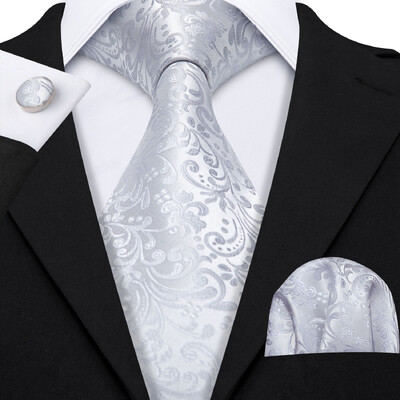Stiilne roheline lilleline siidist Meeste lips Hanky mansetinööpide komplekt Jacquard lillega kaelaside meeste pulmadeks äripeoüritusteks Barry.Wang