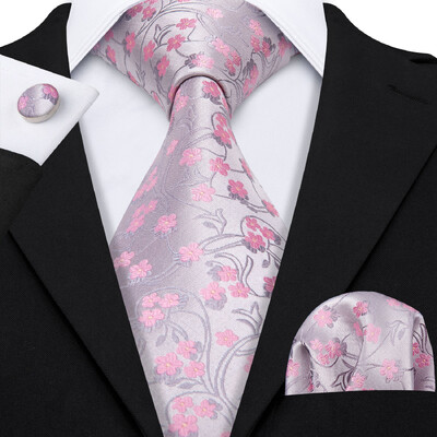 Stiilne roheline lilleline siidist Meeste lips Hanky mansetinööpide komplekt Jacquard lillega kaelaside meeste pulmadeks äripeoüritusteks Barry.Wang