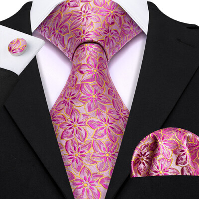 Stiilne roheline lilleline siidist Meeste lips Hanky mansetinööpide komplekt Jacquard lillega kaelaside meeste pulmadeks äripeoüritusteks Barry.Wang