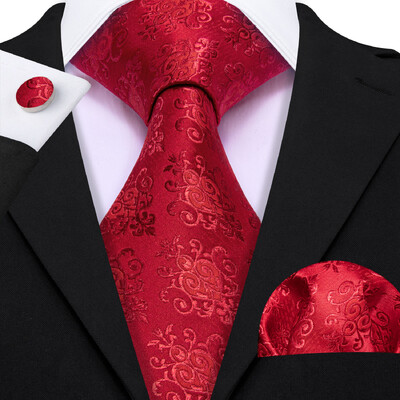 Stiilne roheline lilleline siidist Meeste lips Hanky mansetinööpide komplekt Jacquard lillega kaelaside meeste pulmadeks äripeoüritusteks Barry.Wang